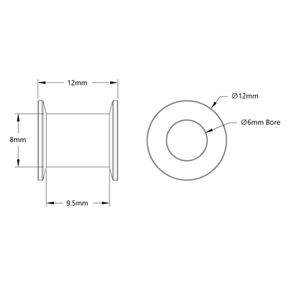 Acetal Timing Belt Idler (6mm ID x 12mm OD, 12mm Width, 1-1) - 2 Pack