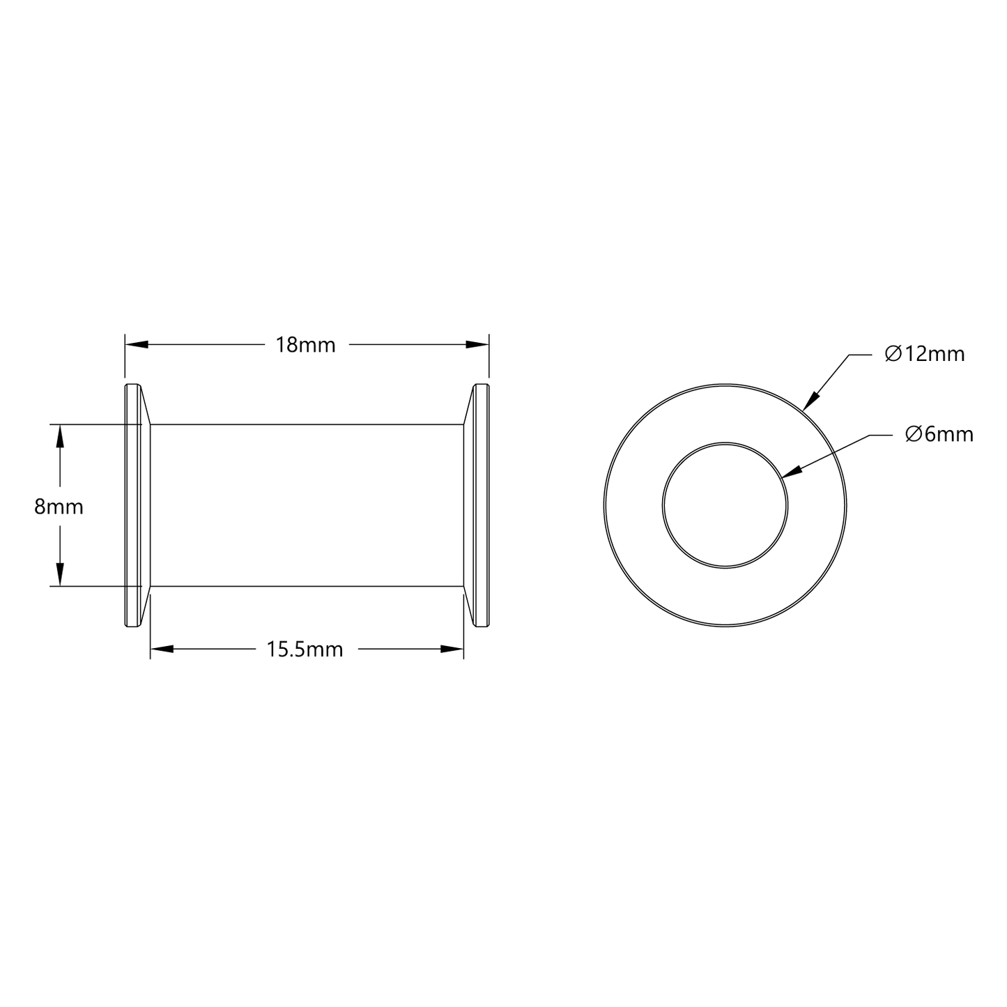 Acetal Timing Belt Idler (6mm ID x 12mm OD, 18mm Width, 1-2) - 2 Pack