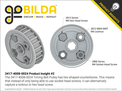 3417 Series 5mm HTD Pitch Set-Screw Pinion Timing Belt Pulley (8mm REX™ Bore, 24 Tooth)