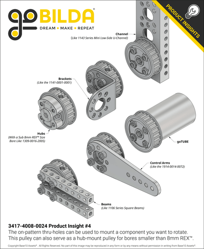 3417 Series 5mm HTD Pitch Set-Screw Pinion Timing Belt Pulley (8mm REX™ Bore, 24 Tooth)