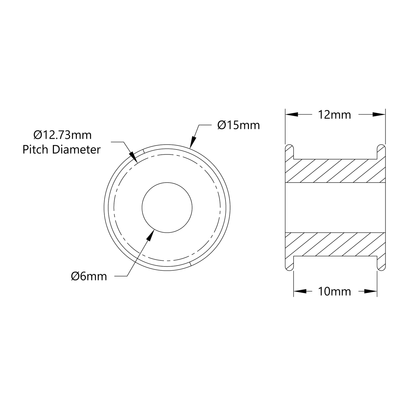 3418 Series 5mm HTD Pitch Timing Belt Idler Pulley (6mm Bore, 8 Tooth) - 2 Pack