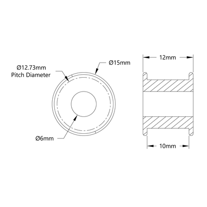 3418 Series 5mm HTD Pitch Timing Belt Idler Pulley (6mm Bore, 8 Tooth) - 2 Pack