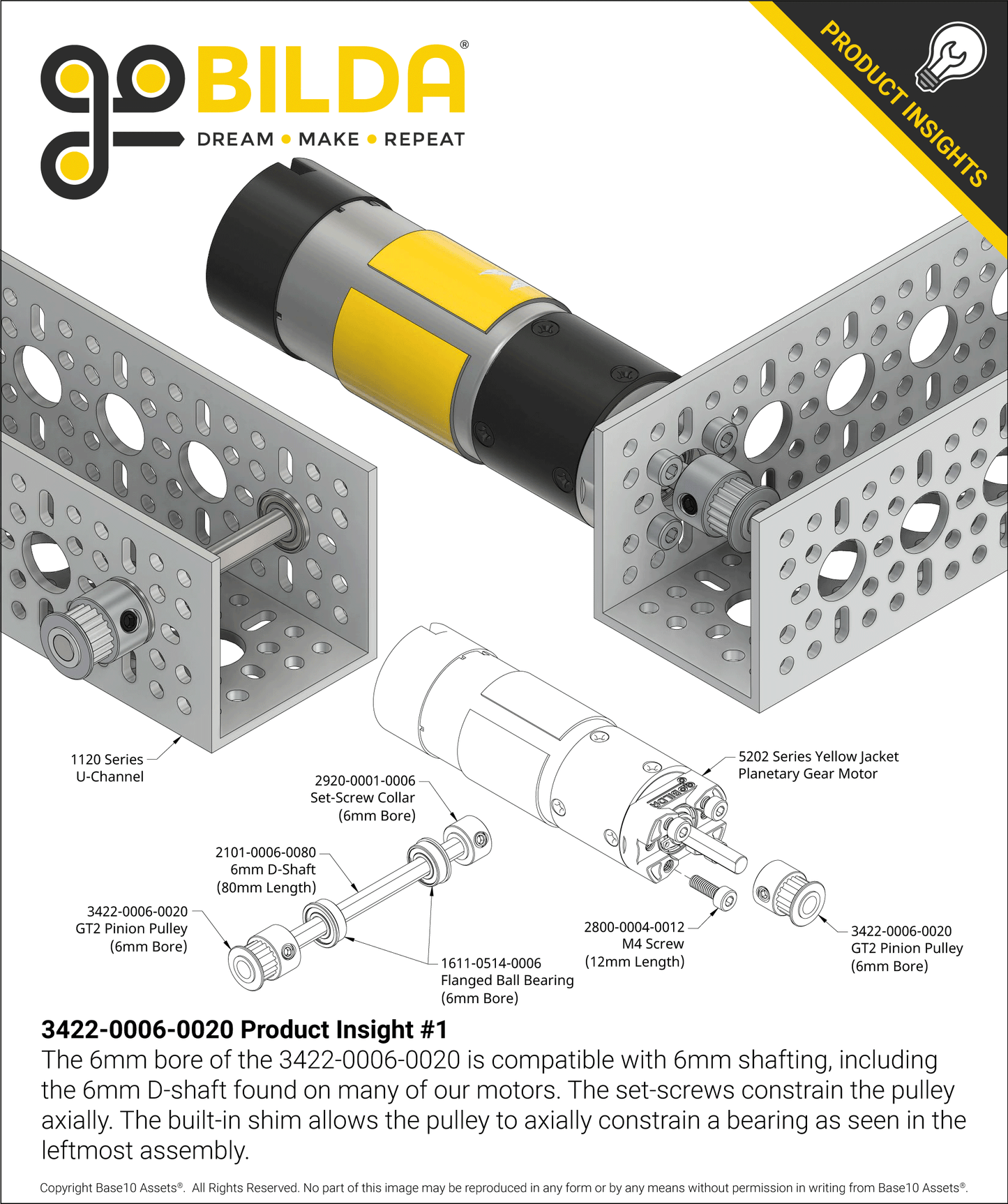 2mm Pitch GT2 Pinion Timing Pulley (6mm Bore, 20 Tooth)