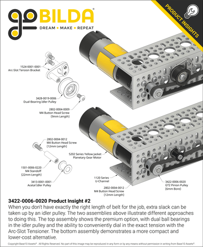 2mm Pitch GT2 Pinion Timing Pulley (6mm Bore, 20 Tooth)