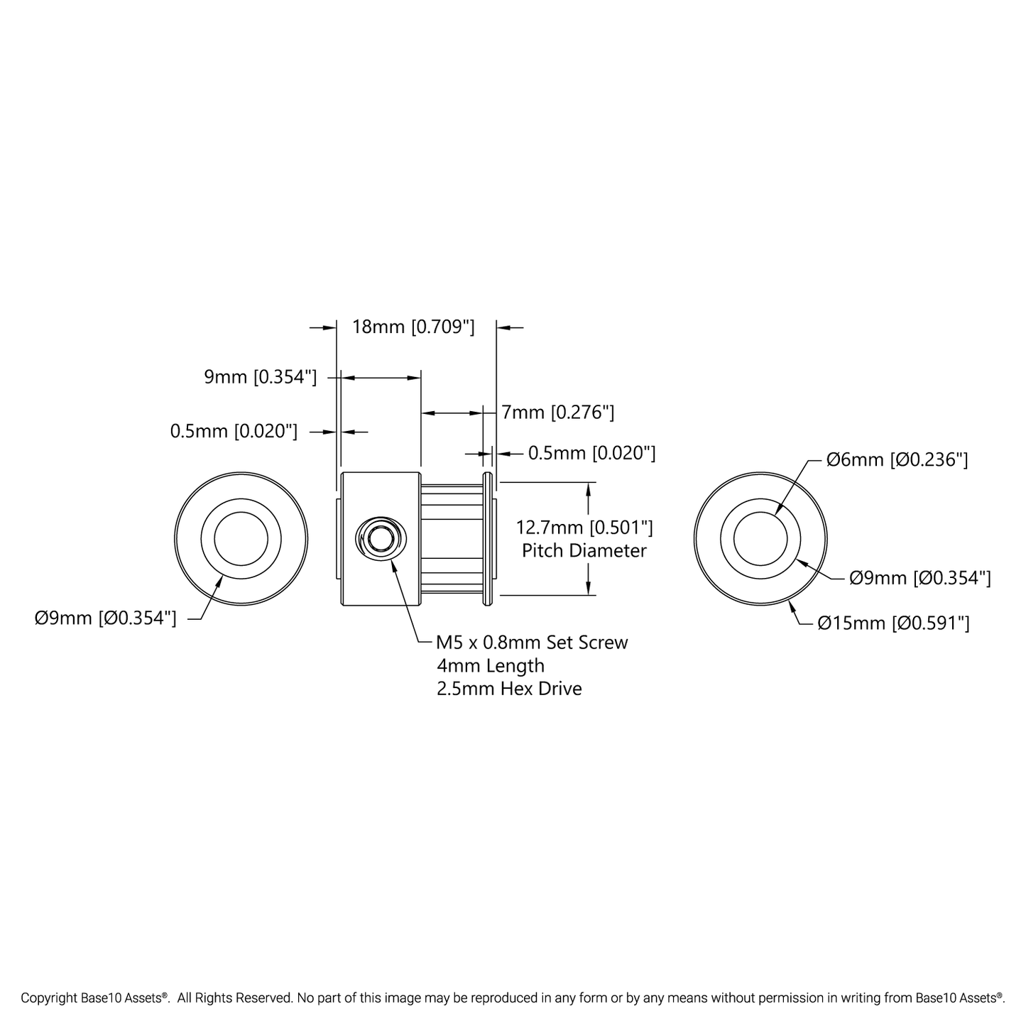 2mm Pitch GT2 Pinion Timing Pulley (6mm Bore, 20 Tooth)