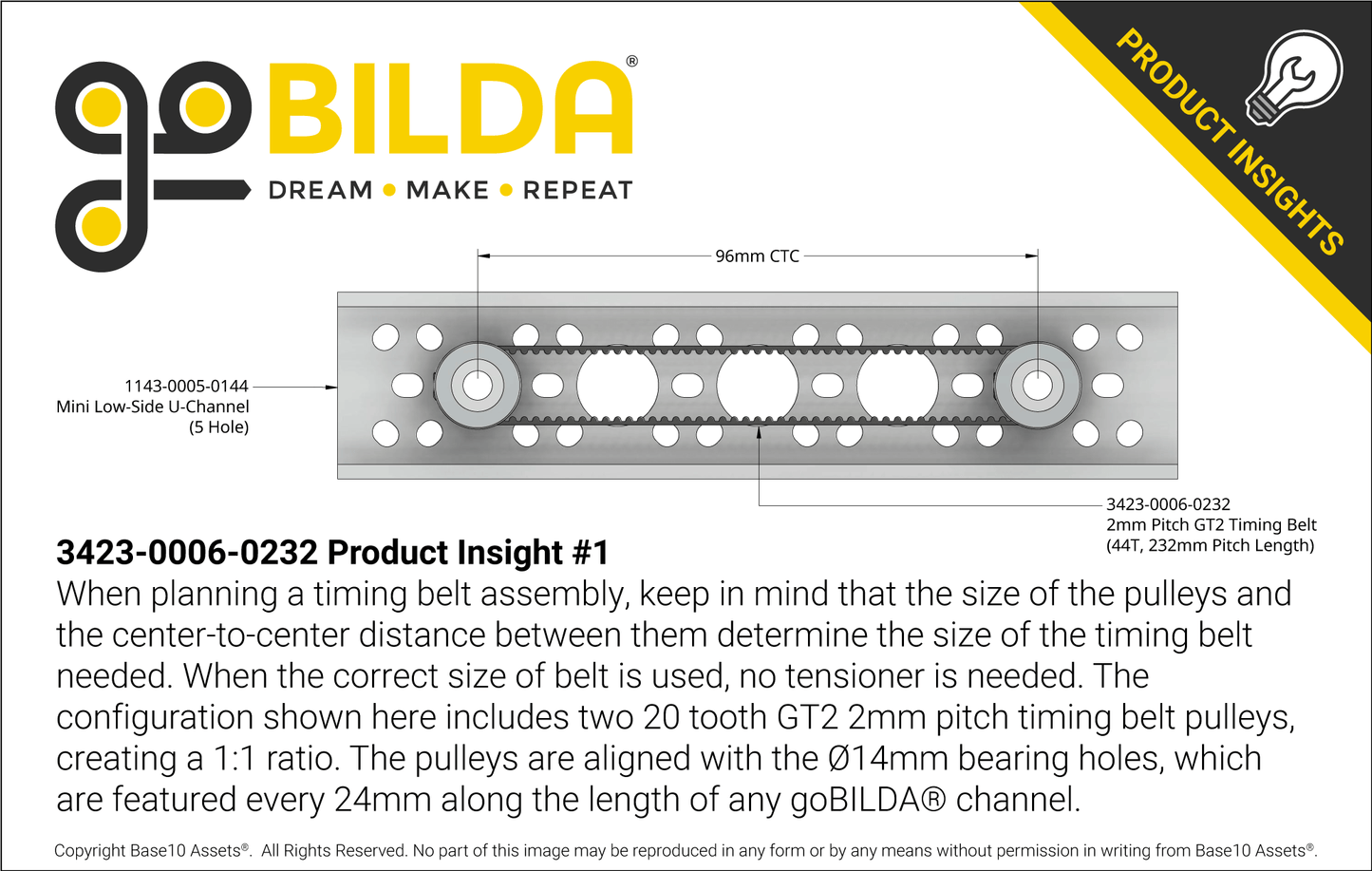 2mm Pitch GT2 Timing Belt (6mm Width, 232mm Pitch Length, 116 Tooth)