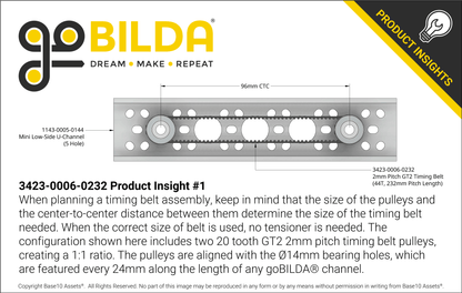 2mm Pitch GT2 Timing Belt (6mm Width, 232mm Pitch Length, 116 Tooth)