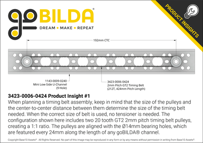 2mm Pitch GT2 Timing Belt (6mm Width, 424mm Pitch Length, 212 Tooth)