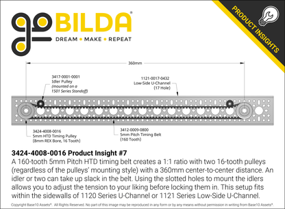 Dual Belt, 5mm HTD Pitch, Set-Screw Pinion Timing Belt Pulley (8mm REX Bore, 16 Tooth)