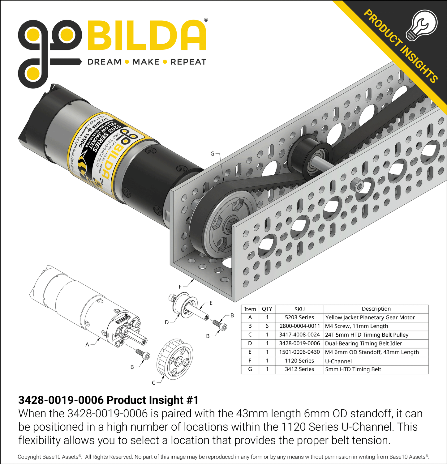 Dual-Bearing Timing Belt Idler Pulley (6mm Bore, 18.5mm Diameter, 9.5mm Inside Width)