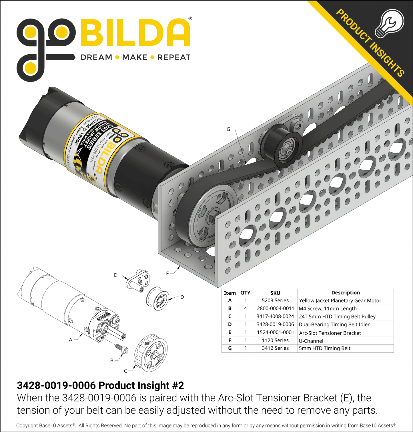 Dual-Bearing Timing Belt Idler Pulley (6mm Bore, 18.5mm Diameter, 9.5mm Inside Width)