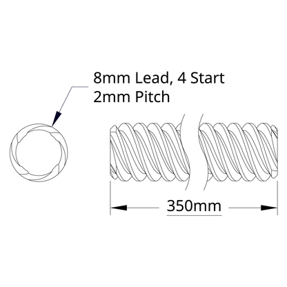 3501 Series Lead Screw (8mm Lead, 4 Start, 350mm Length)