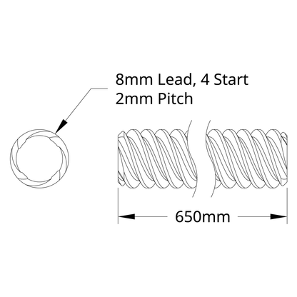 3501 Series Lead Screw (8mm Lead, 4 Start, 650mm Length)