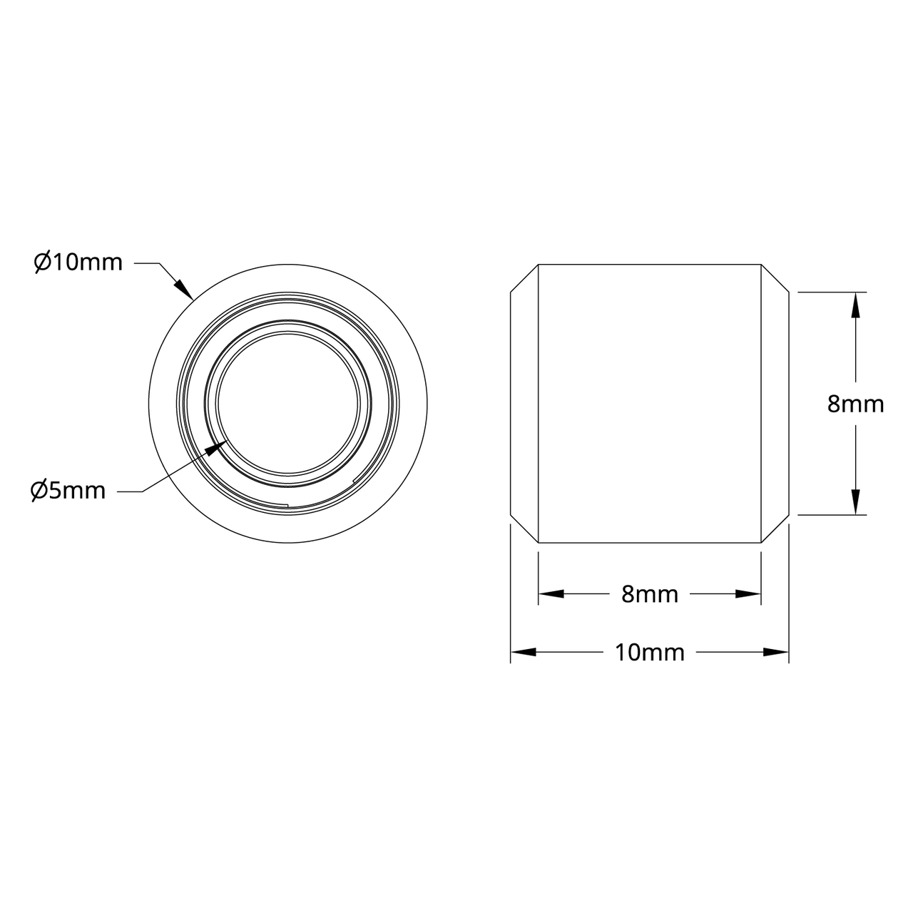 3600 Series V-Wheel (5mm Bore, 10mm OD, 10mm Width) - 2 Pack