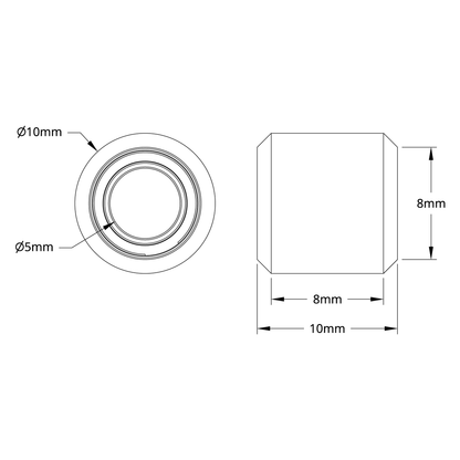 3600 Series V-Wheel (5mm Bore, 10mm OD, 10mm Width) - 2 Pack