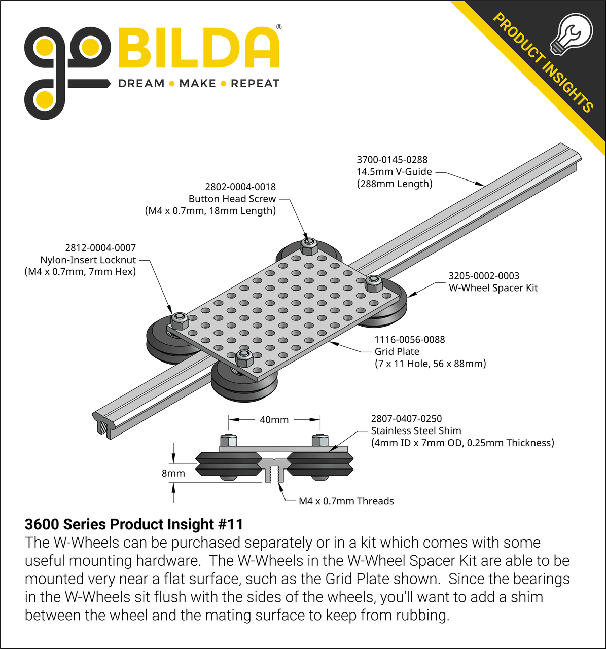 3600 Series W-Wheel (6mm Bore, 29mm OD, 10mm Width) - 2 Pack