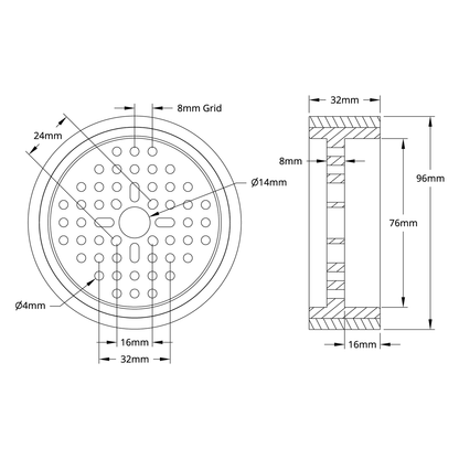 3601 Series Rhino Wheel (14mm Bore, 96mm Diameter)