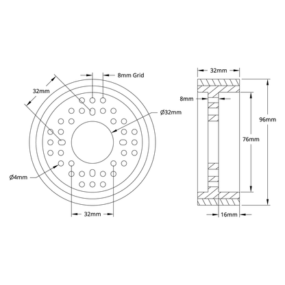 3601 Series Rhino Wheel (32mm Bore, 96mm Diameter)