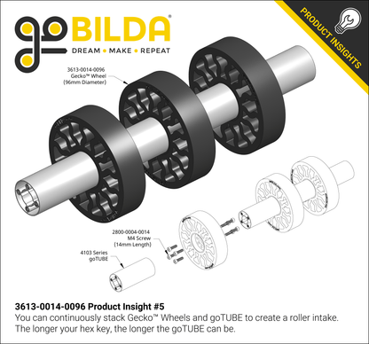 3613 Series Gecko® Wheel (14mm Bore, 96mm Diameter)