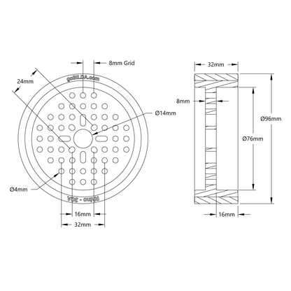 3614 Series Rhino Wheel (14mm Bore, 96mm Diameter, 30A Durometer)