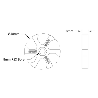 3615 Series Boot-Wheel (8mm REX™ Bore, 48mm Diameter, 30A Durometer)