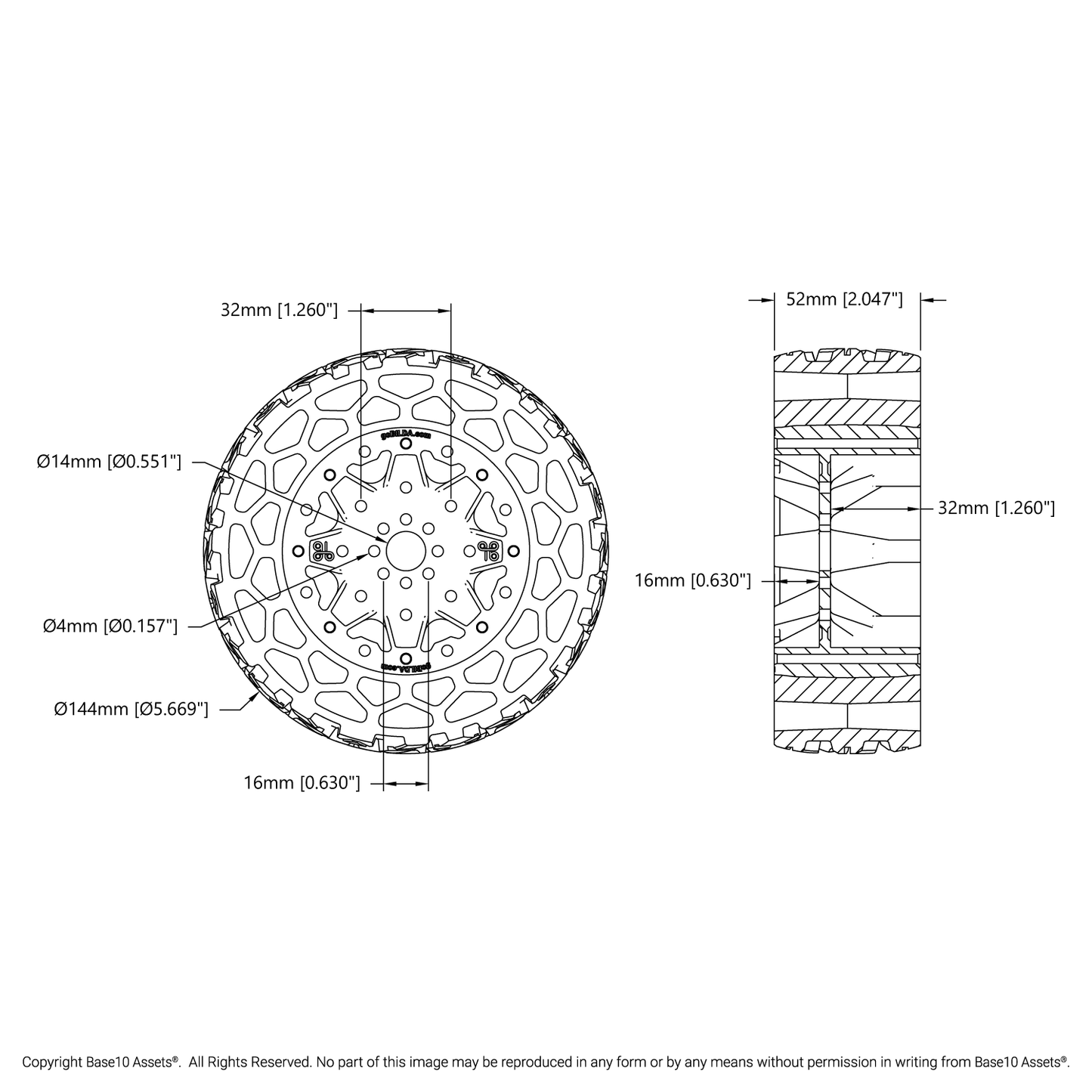 Wasteland Wheel (144mm Diameter, 52mm Width)