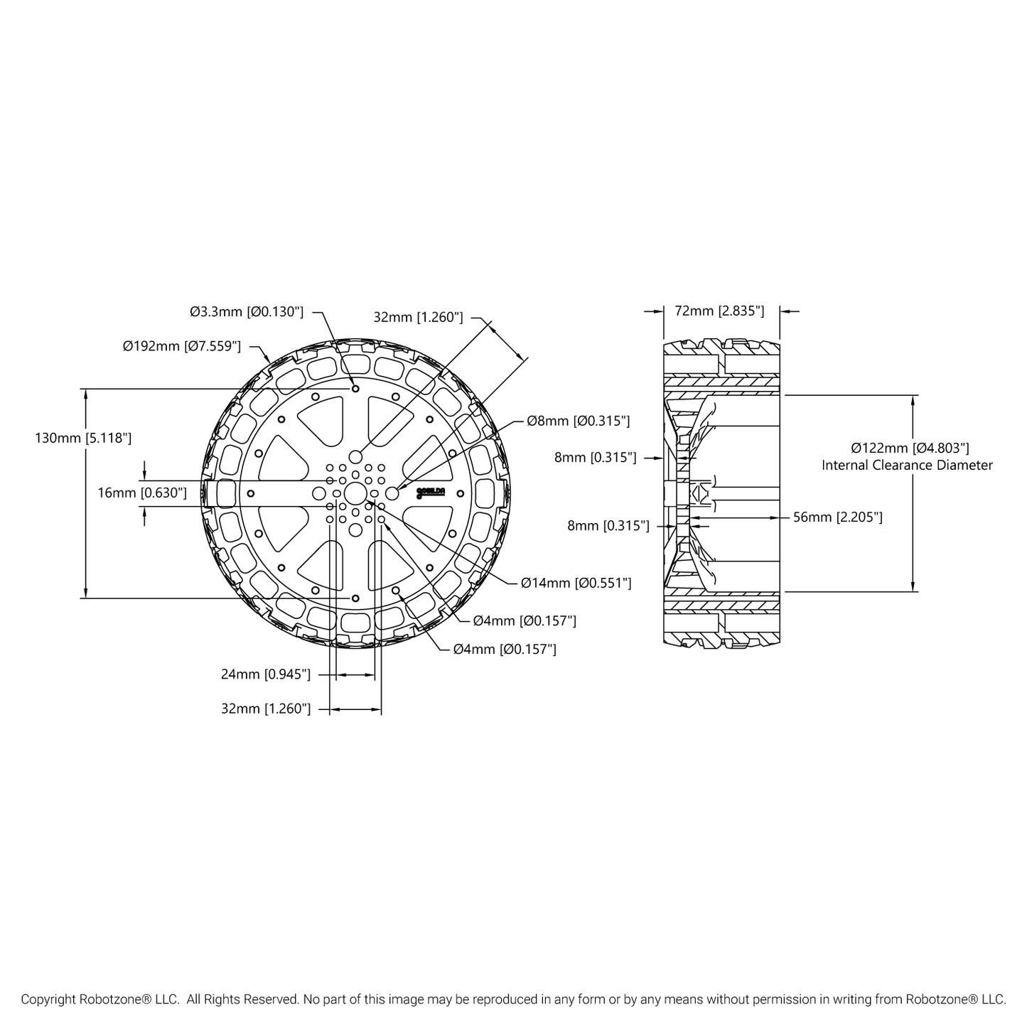 Wasteland Wheel (192mm Diameter, 72mm Width)