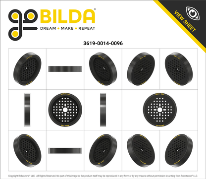 3619 Series Thin Rhino Wheel (14mm Bore, 96mm Diameter, 30A Durometer)