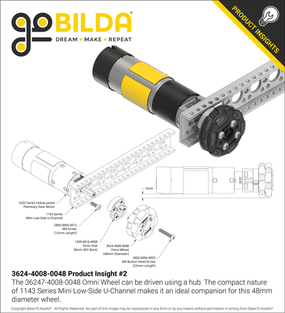 48mm Omni Wheel (8mm REX™ Bore, 50A Durometer)