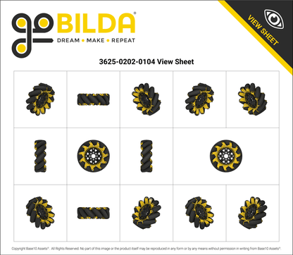 GripForce™ Mecanum Wheel Set (Ø104mm, 40A Durometer Rollers)