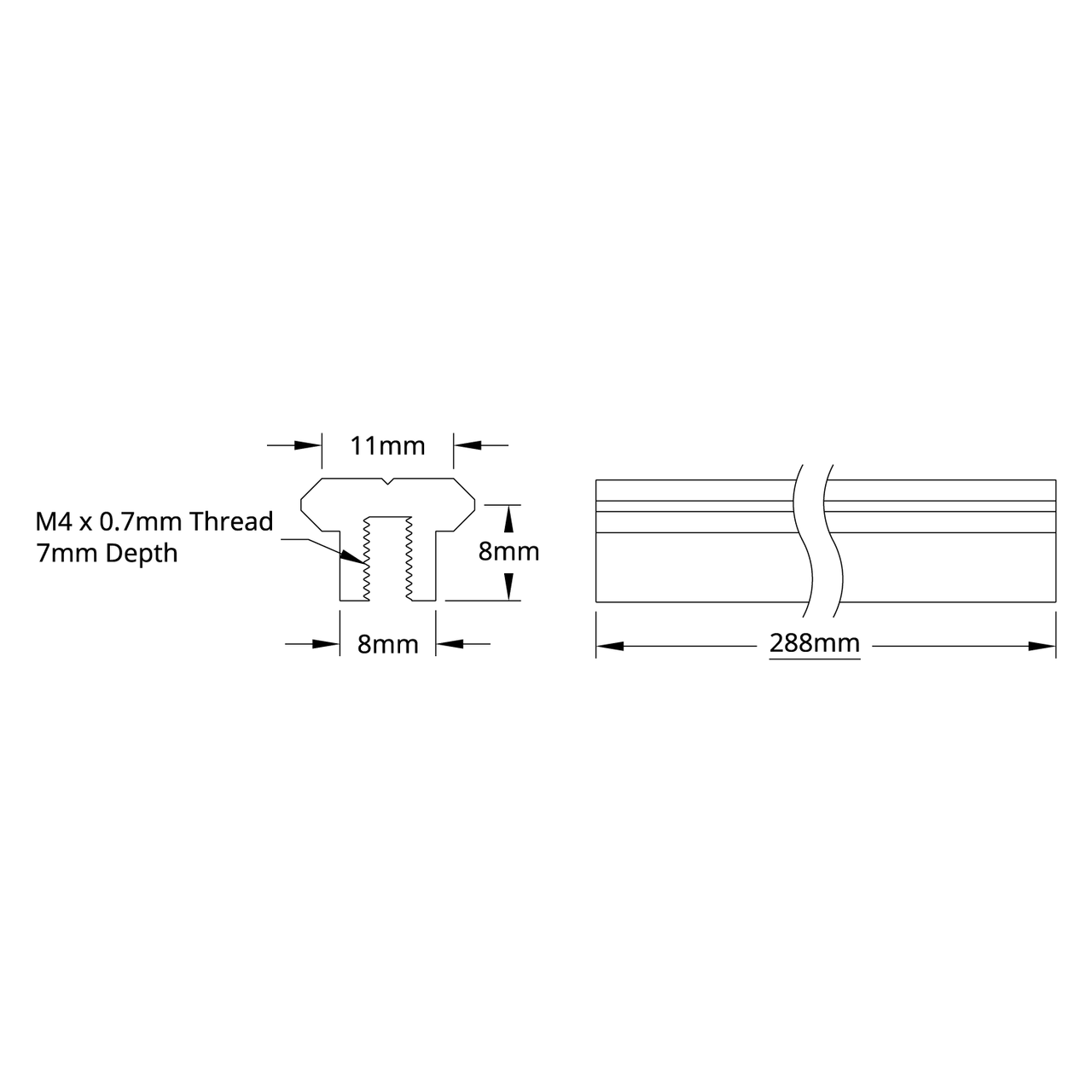 3700 Series 14.5mm V-Guide (288mm Length)