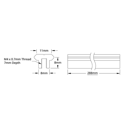 3700 Series 14.5mm V-Guide (288mm Length)