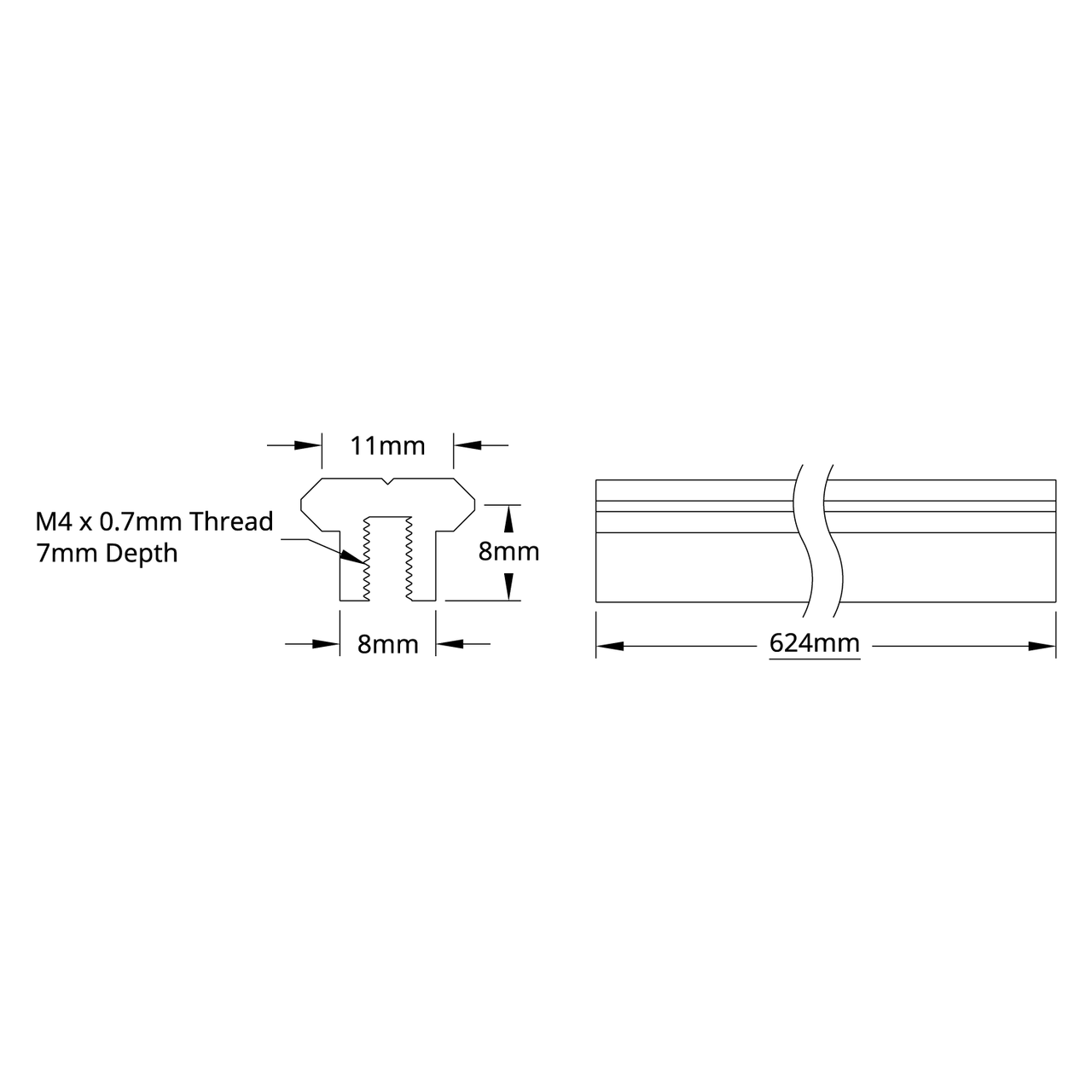 3700 Series 14.5mm V-Guide (624mm Length)