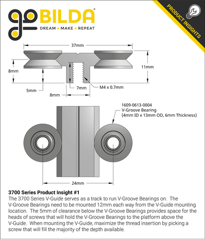 3700 Series 14.5mm V-Guide (624mm Length)