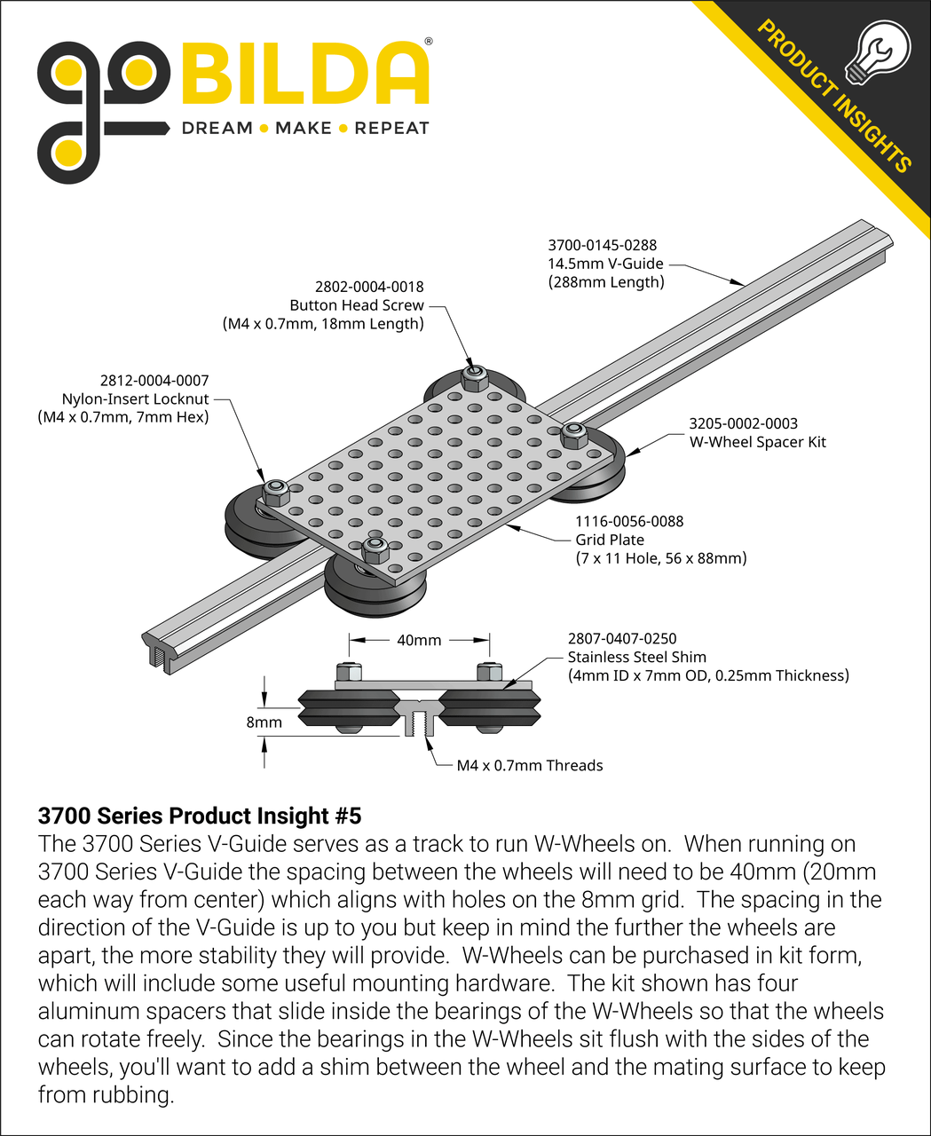 3700 Series 14.5mm V-Guide (288mm Length)