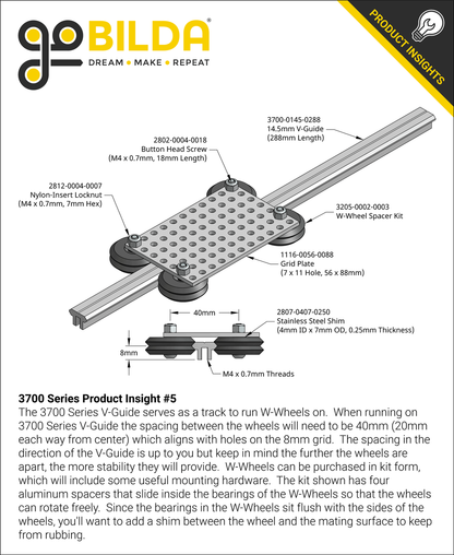 3700 Series 14.5mm V-Guide (288mm Length)