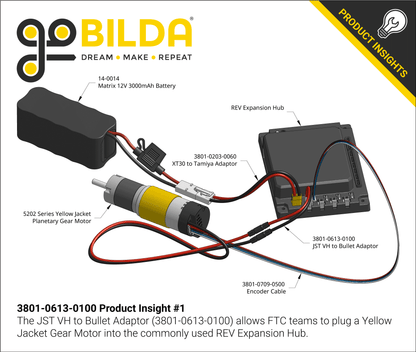 2-Pos JST VH [MH-FC] to 3.5mm Bullet [MH-FC] Adaptor (100mm Length)