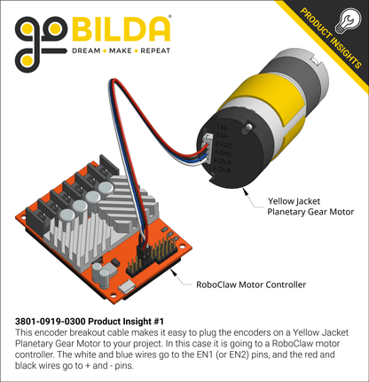 Encoder Breakout Cable (4-Pos JST XH [MH-FC] to 4 x 1-Pos TJC8 [MH-FC], 300mm Length)