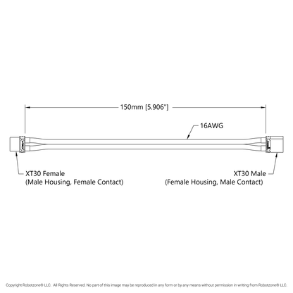 XT30 Extension (FH-MC to MH-FC, 150mm Length)