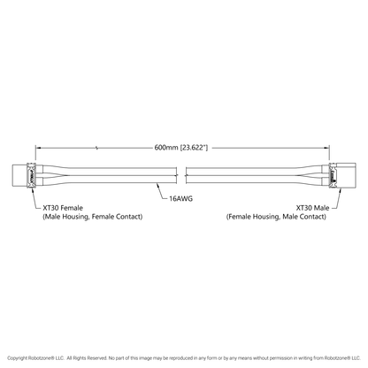 XT30 Extension (FH-MC to MH-FC, 600mm Length)