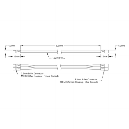 3.5mm Bullet Extension (MH-FC to FH-MC, 300mm Length)