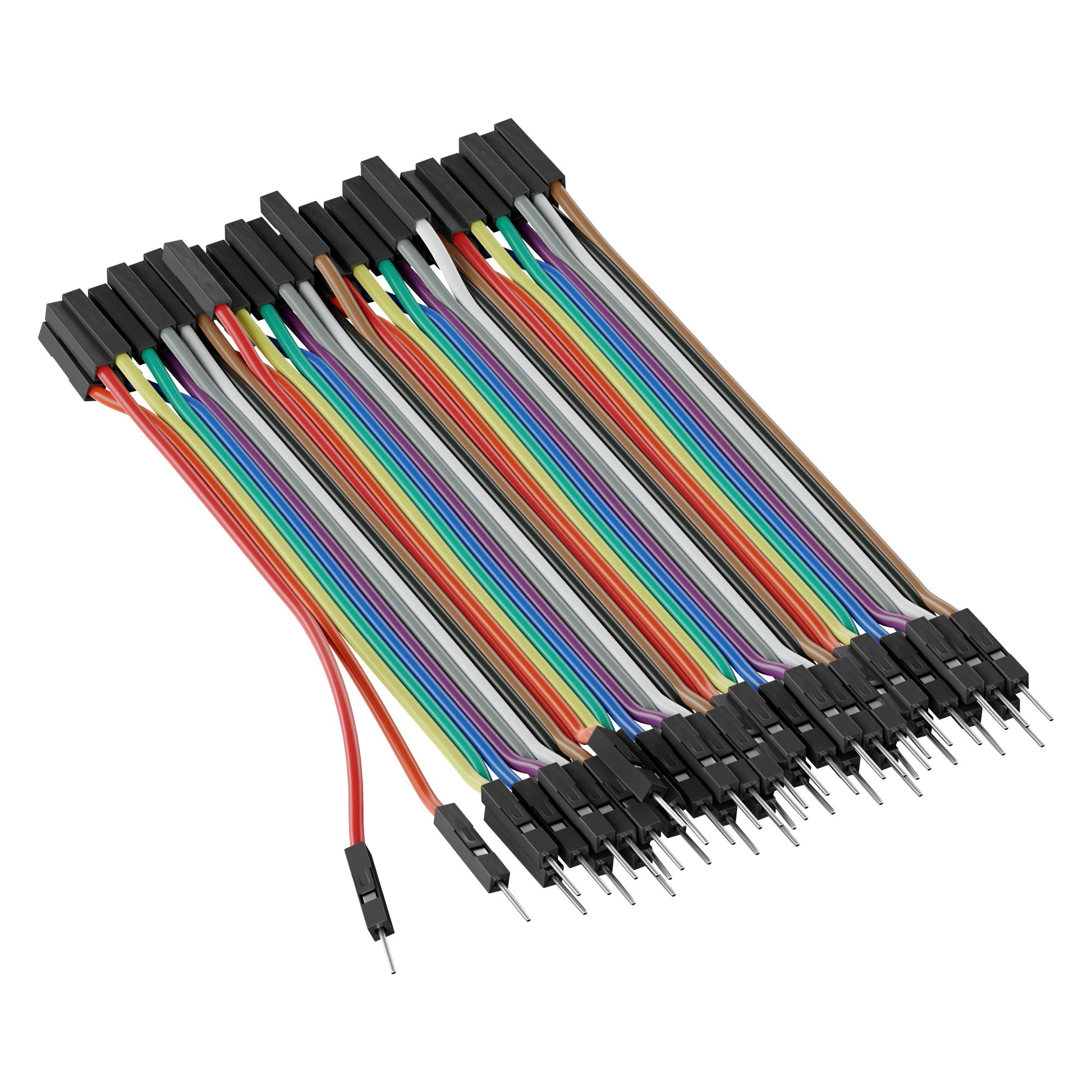 3802-1920-0010 - 1-Pos TJC8 Jumper Wire (MH-FC to FH-MC, Multicolor, 10cm Length) - 40 Pack