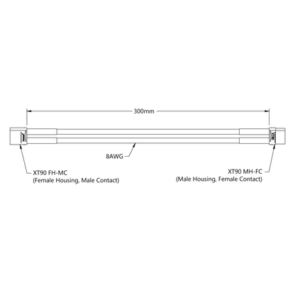 XT90 Extension (FH-MC to MH-FC, 300mm Length)