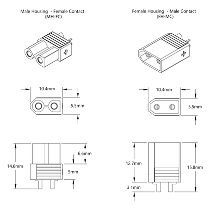 XT30 Connector Pack (FH-MC x 5, MH-FC x 5)