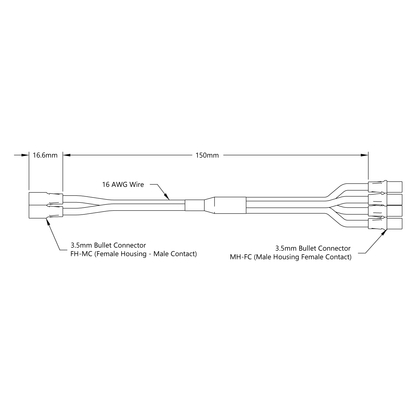 3.5mm Bullet Y-Harness (Single FH-MC to Dual MH-FC, 150mm Length)