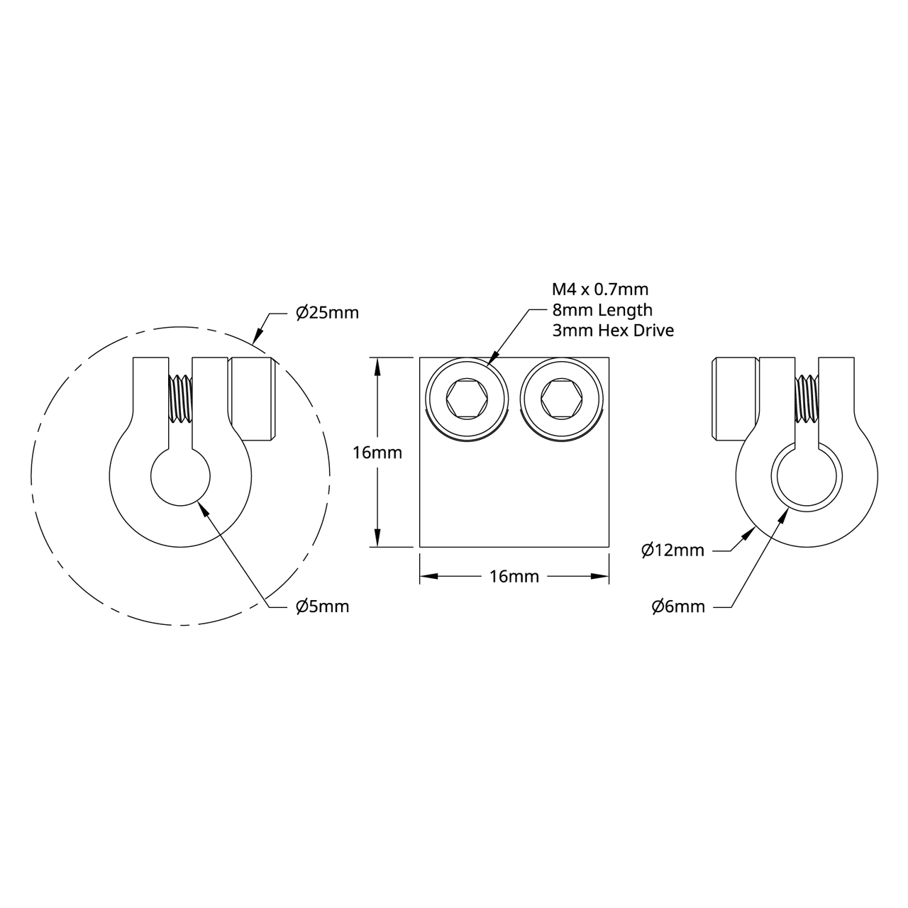 4000 Series Clamping Shaft Coupler (5mm Round Bore to 6mm Round Bore)