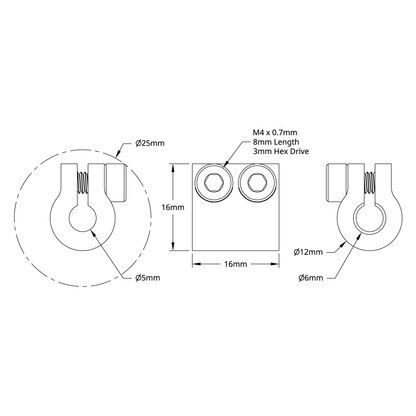 4000 Series Clamping Shaft Coupler (5mm Round Bore to 6mm Round Bore)