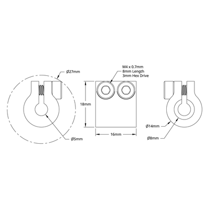 4000 Series Clamping Shaft Coupler (5mm Round Bore to 8mm Round Bore)