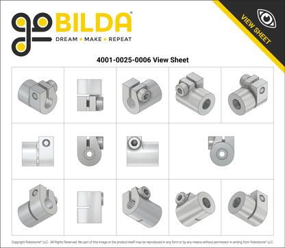 4001 Series Clamping Servo to Shaft Coupler (25 Tooth Spline to 6mm Round Bore)