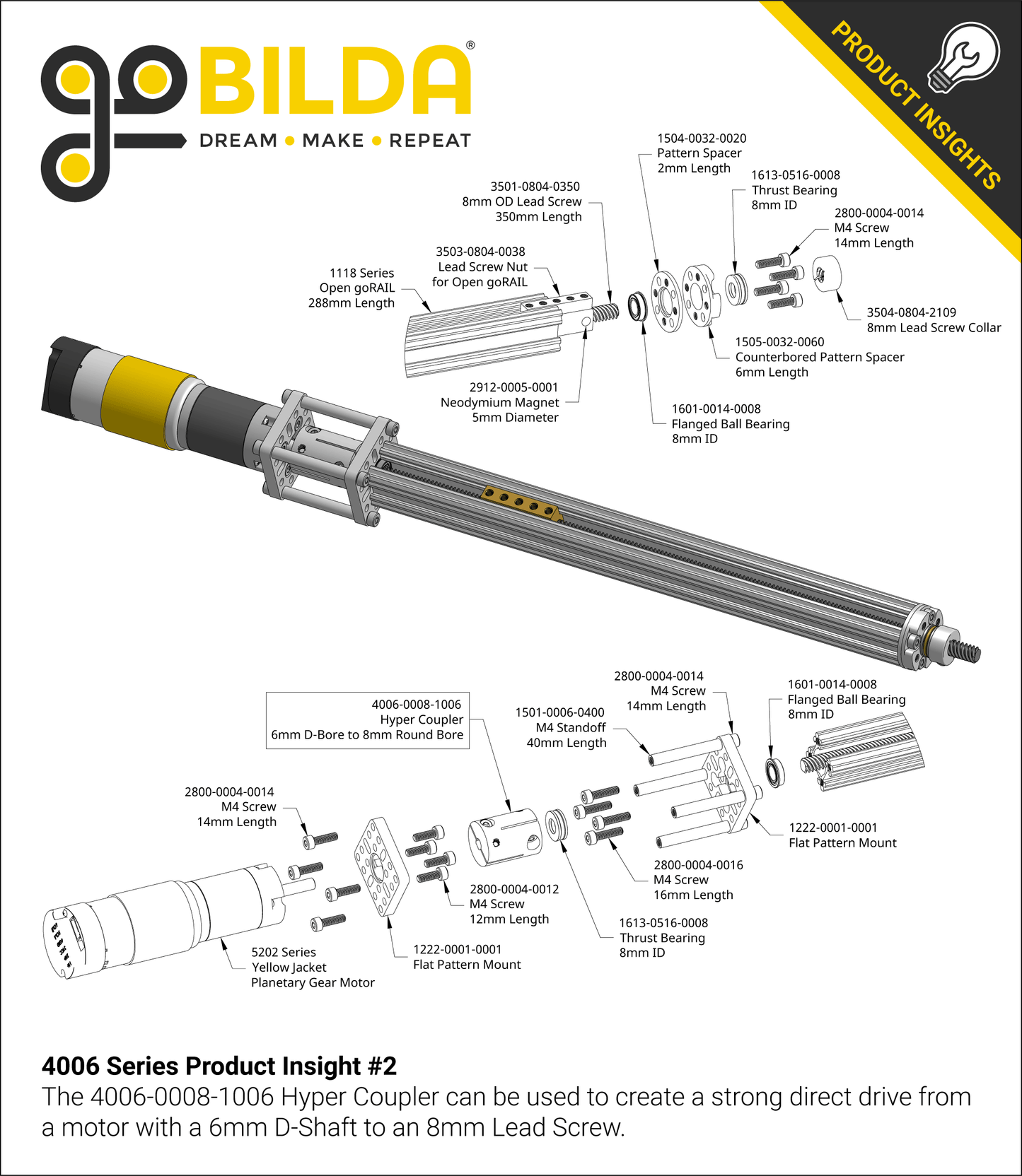 4006 Series Hyper Coupler (8mm Round Bore to 6mm D-Bore)